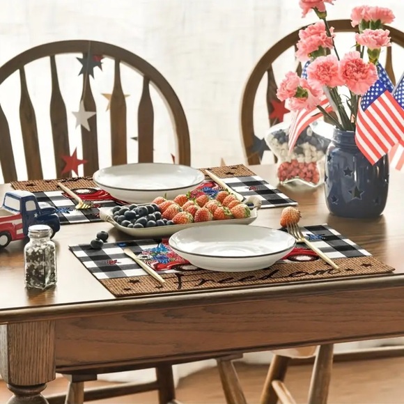 NWT- Set of 4- Buffalo Check- Patriotic 🇺🇸 Farmtruck Freedom- Placemats 12x18 - Picture 4 of 8